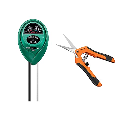 VIVOSUN 3-in-1 Soil Tester and 6.5 Inch Gardening Scissors Hand Pruner Pruning Shear with Straight Stainless Steel for Home, Garden, Lawn, Farm, Indoor and Outdoor Use