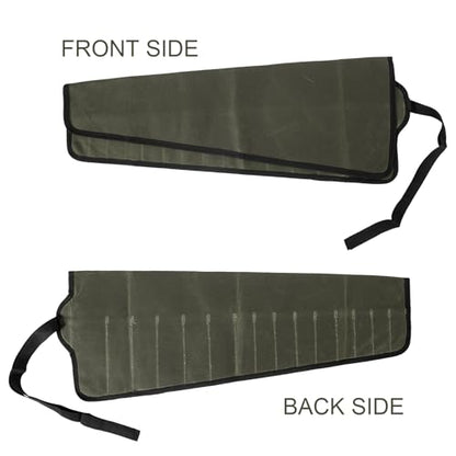 Chisel Roll,6 Pockets Roll Up Tool Pouch,Waxed Canvas Small Tool Roll Organizer and Wrench Roll Up Pouch,Store Chisel,Wrench,Pliers,Carving Knife (Army Green -3) - color: Army Green -3