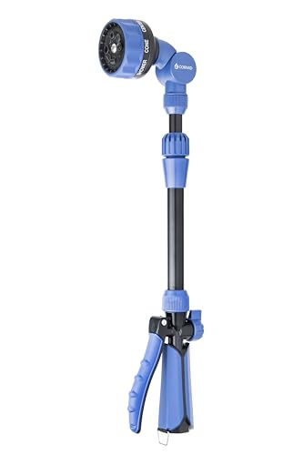Corvid 16" Turret Head 9-Pattern Front Trigger Garden Wand with Carbon Fiber Texture – Versatile Spray Nozzle for Precise Watering, Cleaning, and Easy Control with Ergonomic Grip