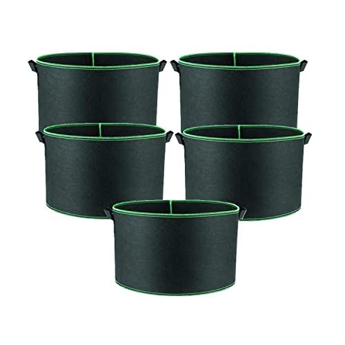 Niurui 5-Pack 30 Gallon Grow Bags Heavy Duty 320G Thickened Nonwoven Fabric Pots Plant Grow Bags with Handles,for Low Stress Plant Training Fruits, Vegetables, and Flowers(Black) - size: 30 Gallon