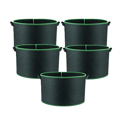 Niurui 5-Pack 30 Gallon Grow Bags Heavy Duty 320G Thickened Nonwoven Fabric Pots Plant Grow Bags with Handles,for Low Stress Plant Training Fruits, Vegetables, and Flowers(Black) - size: 30 Gallon