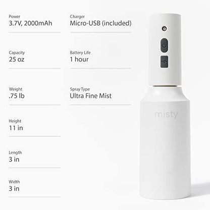 The Watering Vine Automatic Electric Spray Bottle Mister - Continuous Rechargeable Battery Sprayer for Misting Plants, Household Cleaning, Hairstyling (25 oz)