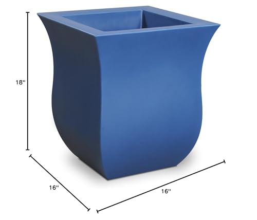 Mayne 5873-NB Polyethylene Planter, Neptune Blue 16x16 - color: Neptune Blue