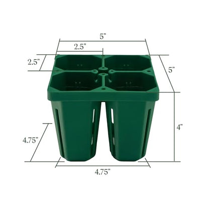 Vego garden Jumbo Seedling Trays Without Lids, 64 Pack Reusable Propagator Growing Starter Tray for Larger Plants, Heavy-Duty Plastic Germination Trays (4-Cell per Tray) - size: 64 Packs, style: 4 Cells Jumbo Size