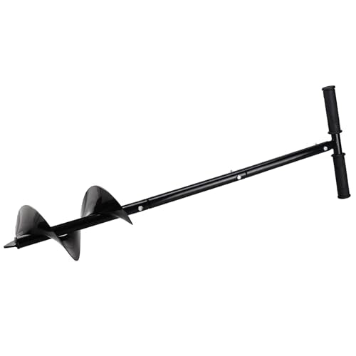 RealPlus Hand Auger Post Hole Digger 6" x 33" Garden Hole Digger Tool Large Manual Earth Auger Drill for Deep Cultivating Seedlings Planting Trees - color: Black (6" Drill Bit Dia)