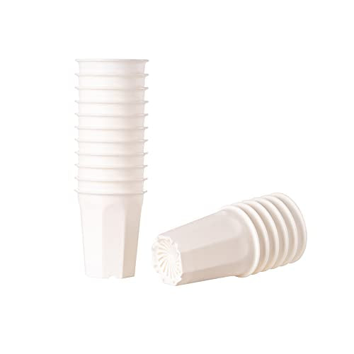 17 PCS 3.55" Plastic Deep Nursery and Seedling Pots, Transplant Seed Starter Planter, White - color: White, size: 3.55 inch
