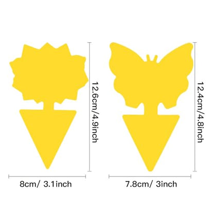 Sticky Insect Traps 40 Pcs - Gnats Fruit Fly Traps for Indoors House - Yellow Double-Sided Sticky Insect Catchers Fungus, Fruit Flies, Whiteflies, Aphids, Leaf Miners
