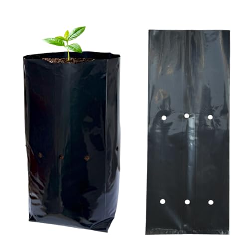 gardtree 1 1/4 Gallon 50 Pcs Thicken Plastic Plant Nursery Bags 5.5" x 11.4", Grow Bags for Fruit Trees, PE Seedling Pots, Nursing Growing Pouch, Ideal for Flower, Vegetables, Fruit, Starting Saplings - size: 5.5"x11.4"/50PCS