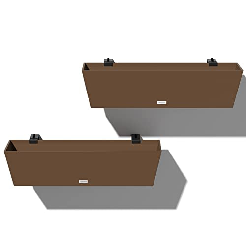 Veradek Pure Series Railing Planter - Tapered Window Box with Bracket - color: Espresso, size: 36 inch - 2 Pack