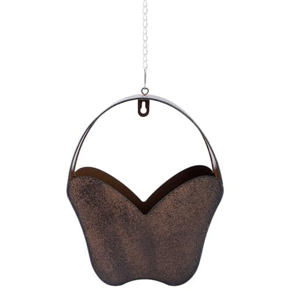 Rustic Metal Butterfly Hanging Planter, 2‑in‑1 Wall Mount & Hanging Flower Pot with Chain, Hooks & Drainage Holes, Indoor Outdoor Home Garden Decor, Gift for Mom Garden Lovers Birthday Housewarming