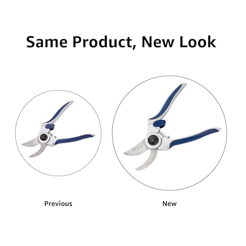 Amazon Basics Professional Bypass Pruning Shears, Lightweight Garden Clippers for Cutting Flowers, Trimming Plants, 7-inch Steel Garden Scissors, Blue - size: 7-Inch