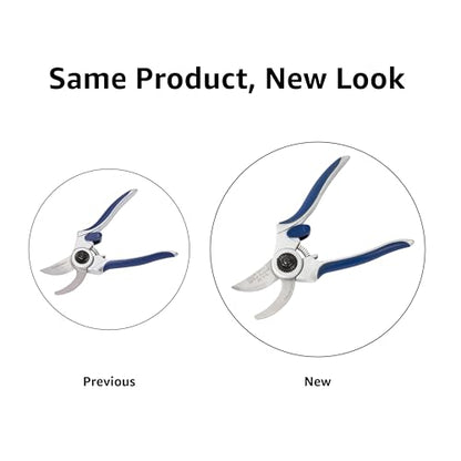 Amazon Basics Professional Bypass Pruning Shears, Lightweight Garden Clippers for Cutting Flowers, Trimming Plants, 7-inch Steel Garden Scissors, Blue - size: 7-Inch