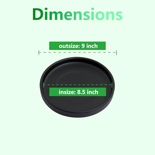9 Inch Large Ceramic Saucer - Drainage Tray for Plant Pot (Matte Black) - color: Black, size: 9 Inch