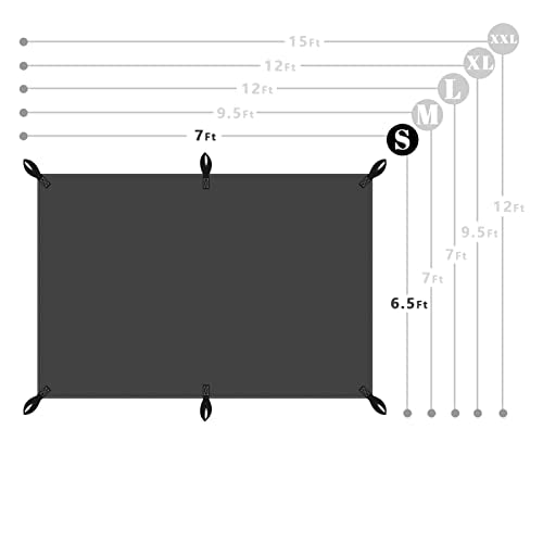 6.5x7ft Black Tarp Heavy Duty Waterproof, Oxford Fabric Cover 20mil - size: 6.5x7ft