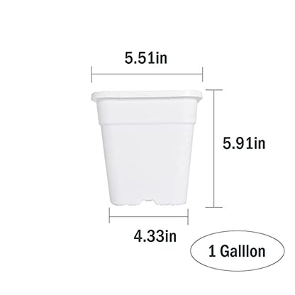 10-Pack 1Gallon Square Nursery Pots Plastic Garden Planter Pots Flower Seedling Container for Indoor Outdoor Plants Seedlings Flowers Vegetables White - size: 1 Gallon