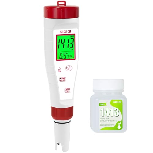 pH Meter for Hydroponic Water,Digital EC ppm Tester for Nutrients - style: 4 in 1 pH Meter with Calibration Solution