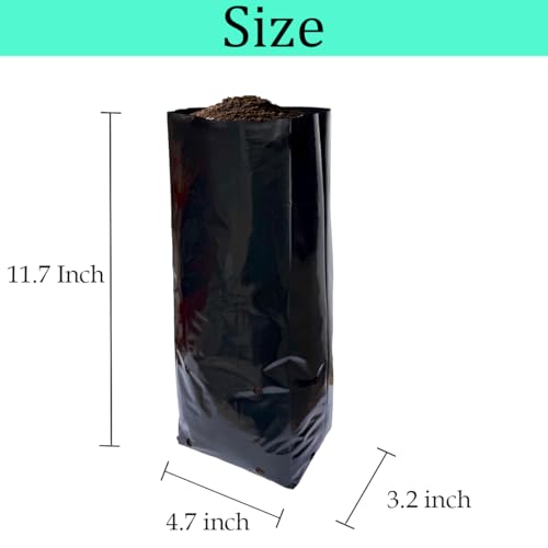 gardtree 3/4 Gallon 100 Pcs Tall Plant Nursery Bags 4.7" x 11.7", Deep Root Plastic Plant Grow Bags Thicken Tree Seedling Pots for Vegetables, Flower, Fruit, Citrus, Nut Trees, Taproot Saplings - size: 4.7"x11.7"/100PCS