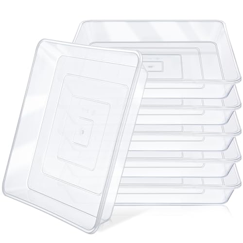 Greaner Clear Plant Plates to Catch Water, 12 Inch Durable Thick Saucer for Flower Pot, Square Plant Saucer Plant Trays for Pots, Flower Pot Saucers to Catch Water Drip Tray(6 Packs) - color: Clear, size: 12"