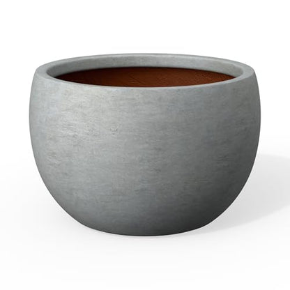 Kante Pale Gray Concrete Planter 20" Dia All-Weather Round Large Pot - color: Concrete Gray, size: 19.9-Inch Dia