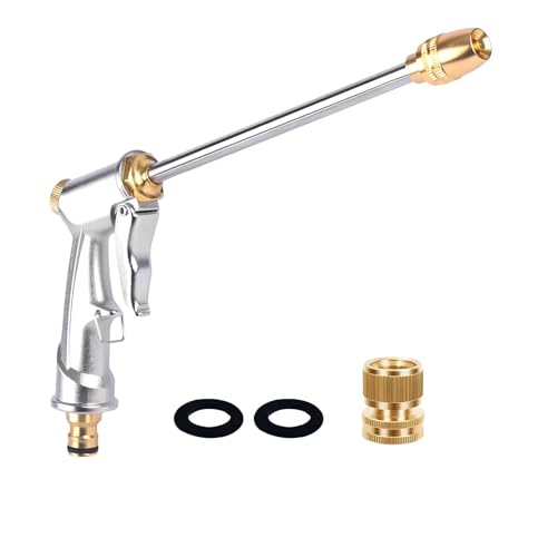 Hose Sprayer Nozzle Heavy Duty High Pressure Water Adjustable Spray Gun - color: Silvery