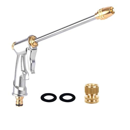 Hose Sprayer Nozzle Heavy Duty High Pressure Water Adjustable Spray Gun - color: Silvery