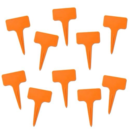 200 Pcs Thick T-Type Plant Labels, 4 Inch Waterproof PP Hard Plastic Garden Markers, Reusable Nursery Tag Stakes for Indoor Outdoor Potted Plants, Seedlings, Flowers, Vegetables & Herbs(Orange) - color: Orange