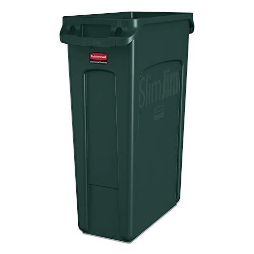 Rubbermaid Commercial Products Slim Jim Trash/Garbage Can with Venting Channels, 23-Gallon, Green, for Kitchen/Office/Workspace - color: Green, size: 23 Gal