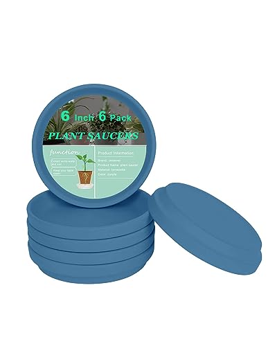 vensovo 6 Inch Steel Blue Terracotta Plant Saucers, 6 Pack Small Clay Trays - color: Blue, size: 6 inch