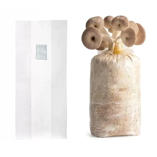 Sealable Mushroom Grow Bags with 0.2 Micron Filter,10''x5.5''x24'',0.08mm/3.15mil Thick PP,Extra Large Size Transparent Cultivation Bags for Commercial & Home Use (25PCS)