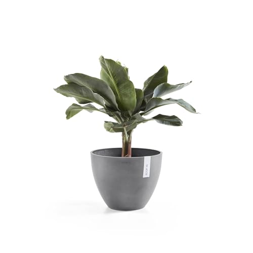 Ecopots Antwerp Round Tapered Flower Planter, Grey, 16" - color: Gray, size: 16"