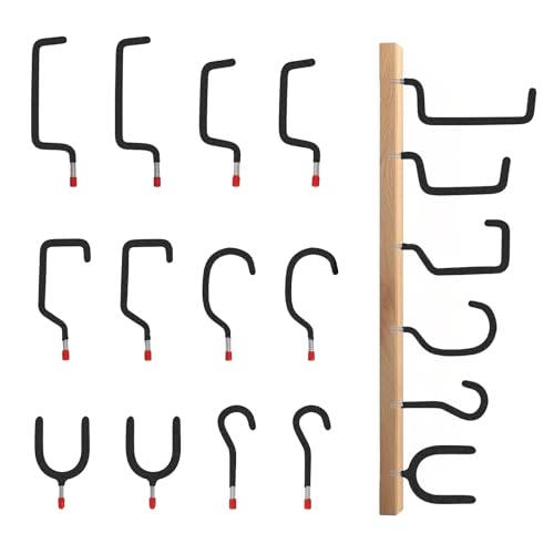 Garage Hooks Heavy Duty, 12-Pack Mixed Utility Garage Hooks, Wall Mounted Steel Tool Hangers for Garage Wall Organizer, Hold Ladders Tools Bikes (Black, 6 Type & 12 Pack) - color: Black, size: 6 Type & 12 Pack