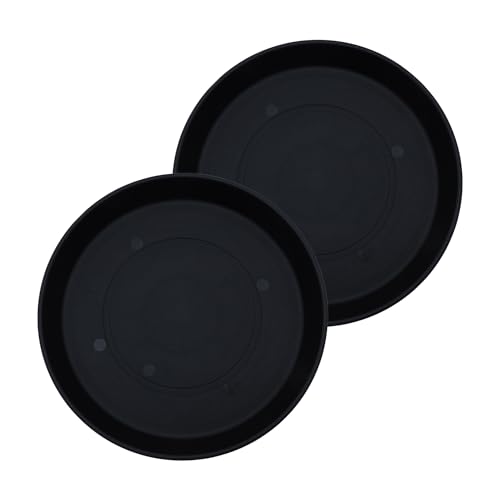 The HC Companies 21 Inch Prima Round Plant Saucer, Lightweight UV-Resistant Plastic Outdoor & Indoor Flower Pot Tray, 2-Pack Plant Pot Trays for Garden & Home Decor, Black - color: Black, size: 21", style: Pack of 2