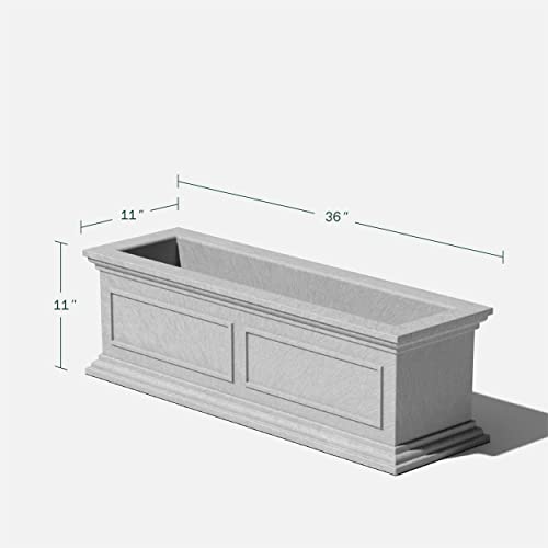 Veradek Brixton Series Window Box Planter - Rectangular Outdoor Planter - color: Gray, size: 11"H x 11"W x 36"L - 2 Pack