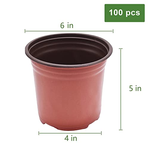 Plastic Planter Nursery Seedlings Pots 6 Inches 100Pcs - size: 6 x 5 x 4 in