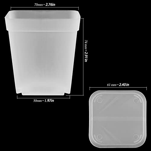 100 PCS 3 Inches Plastic Square Nursery Pot, Transparent Square Plastic Starter Pots with Saucers and Drainage Hole, Clear Nursery Pots for Your Room, Garden, Office and Balcony Decor - size: 3 Inch 100 PCS