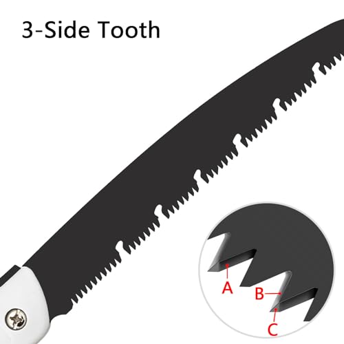 10 Inch Folding Saw, Pruning Hand Saw for Wood Cutting, Garden Pruner with SK5 Curved Blade, Triple- Cut Razor Teeth, Foldable Handsaw for Tree Trimming, Camping, Gardening and Carpentry - size: 10 Inch