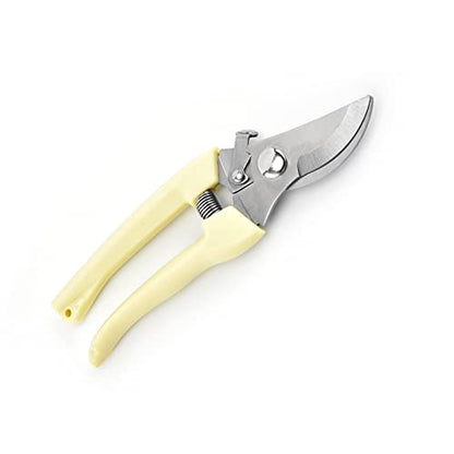 Curve Gardening Scissor with Sharp Stainless Steel Blade Garden Shears for Cutting Flowers Trimming Plants of Yard Florist Flower Rose Herb Hedge Bonsai and Fruits Picking - color: White