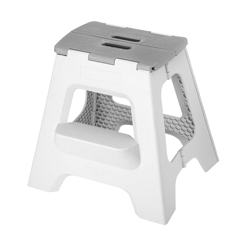 Vigar Compact Folding Step Stool, Gray, 16 Inch 2 Step Foldable - color: Gray, size: 16-Inches, 2-Step Stool