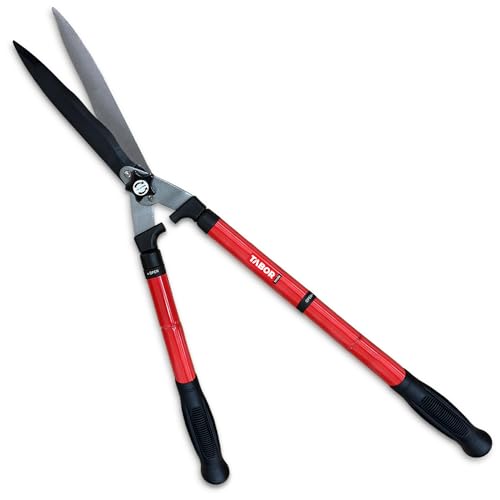 TABOR TOOLS B212A 25″–33″ Telescopic Hedge Shears with Wavy Blade and Extendable Steel Handles. Extendable Manual Hedge Clippers for Trimming Borders, Boxwood, and Tall Bushes. - style: B212A Extendable Hedge Shears