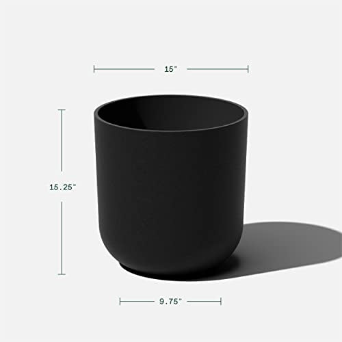 Veradek Mason Series Lima Planter - Large Round Outdoor Planter - color: Black, size: 15 inches - 2 Pack