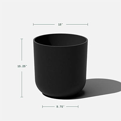 Veradek Mason Series Lima Planter - Large Round Outdoor Planter - color: Black, size: 15 inches - 2 Pack