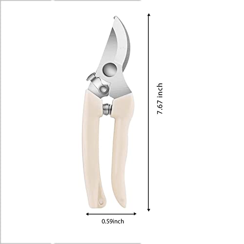 Curve Gardening Scissor with Sharp Stainless Steel Blade Garden Shears for Cutting Flowers Trimming Plants of Yard Florist Flower Rose Herb Hedge Bonsai and Fruits Picking - style: White Handle