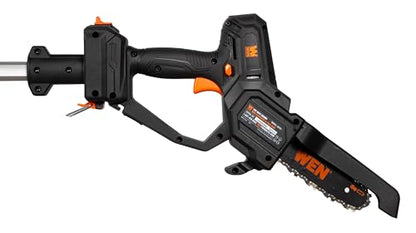 WEN 20V Max Cordless 2-in-1 6-Inch Chainsaw and Pole Saw with 12.3-Foot Reach, 4Ah Battery and Charger (20751) - style: 20V 6 in. Chainsaw & Pole Saw