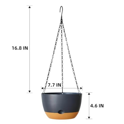 Hanging Planters, 4 Pack, Self-Watering, 7.5 Inch, Grey - color: Gray, size: 7.5 Inch