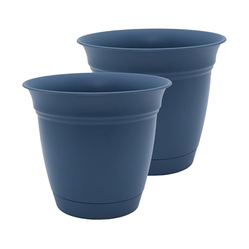 The HC Companies Eclipse Round Planter Pot, 16 Inch, Slate Blue, 2-Pack - color: Slate Blue, size: 16" (Pack of 2)