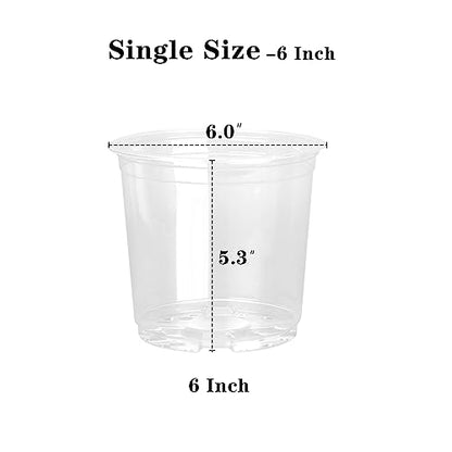 OUPSAUI 20 Pack 6 Inch Clear Nursery Pots for Plants, Clear Plastic Plant Pots with Drainage Holes, Flexible Nursery Pots Variety Pack, Seedling Planter Seed Starter Pots (6 Inch) - size: 6 INCH