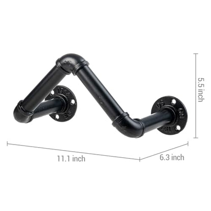 MyGift Black Metal Pipe Garden Hose Holder, Wall Mounted Hose Rack - color: Black