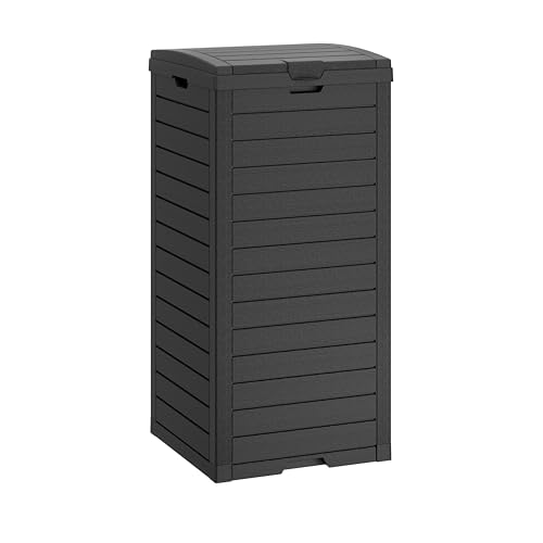 Outdoor Trash Can with Lid, Waterproof Plastic Outdoor Garbage Can with Drip Tray,Large Trash Can Outside for Patio, Garage, Pool, Garden, Backyard & Deck, Black (31 Gallon) - color: Black, size: 31 Gallon