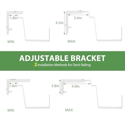 Railing Planter Box 4 Pack Hanging Balcony Planters with Adjustable Bracket - color: Black & White