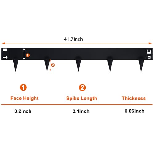 41" L × 6" H Metal Edging for Landscaping, 6 Pack Garden Border - color: Black, size: 6.3 Inch